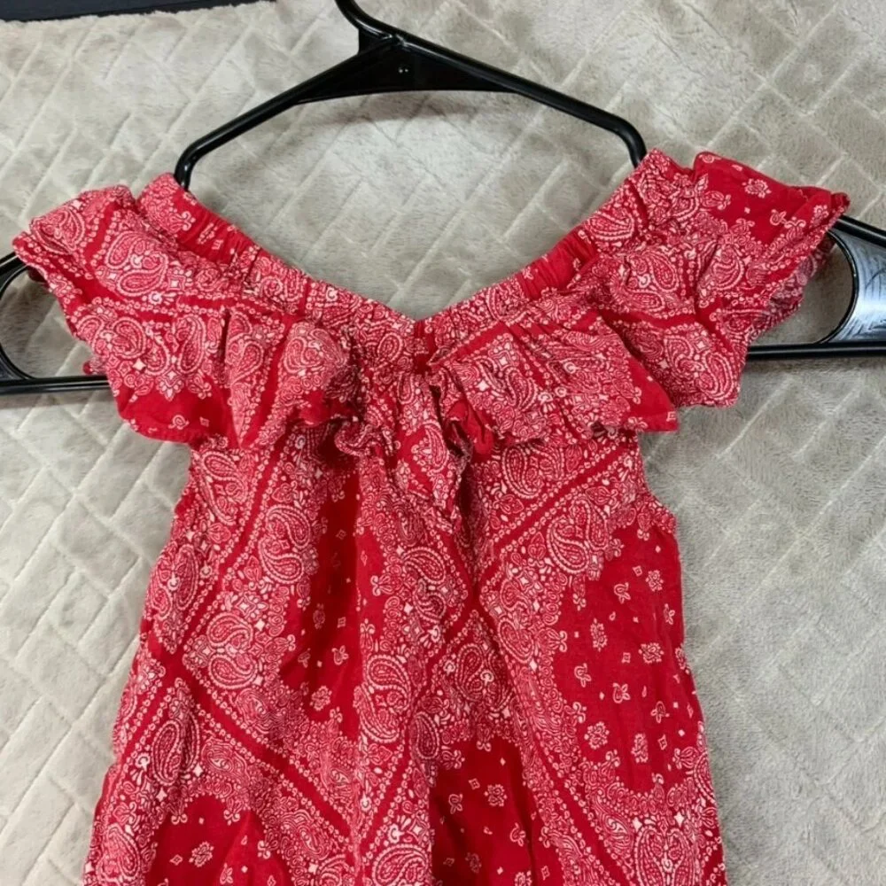 Oshkosh B'gosh Girls 6 Tank Top Red Paisley Bandana Ruffle A Line